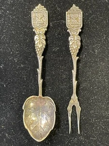 Vintage 800 Silver Spoon and Pickle Fork 1950 Israel Judaica ￼27.5g - Picture 1 of 16