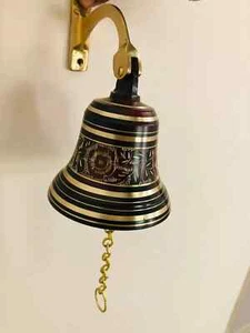 Wall Bell 6" designer Brass Style Hanging Door Bell wall fixture with Bracket - Picture 1 of 5