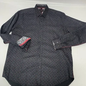 Eight X Camicia Uomo Media Nera Polsino Infradito Bottoni Stampata Per Fibbia Classica - Foto 1 di 10
