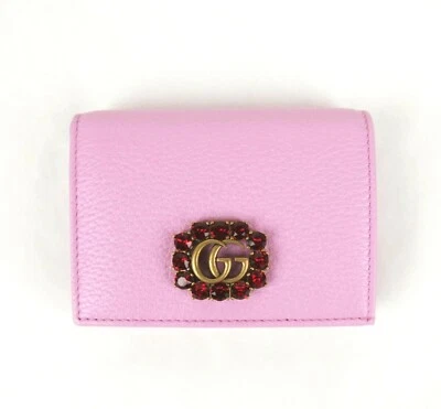 NUEVO EN CAJA Cartera Gucci Marmont Para Mujer Cuero Rosa con Cristal Doble G 499783 5871  Foto 1 de 4