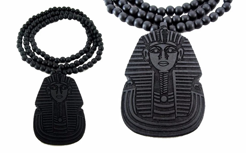 Collar Colgante Faraón Rey Tut Cuentas Madera NEGRO Para Hombre Foto 1 de 1