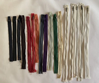 Lote de 17 cremalleras vintage metal tope bolsillo multicolor algodón Foto 1 de 4