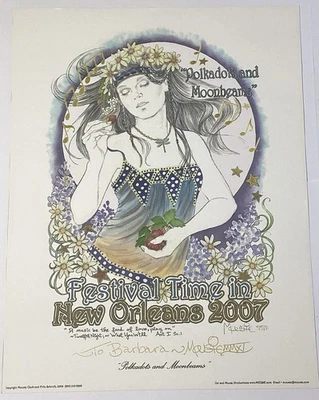 Impresión de dibujo artístico de colección firmada por MOUSIE # Nueva Orleans "Polkadots & Moonbeams" 10x13 Foto 1 de 4