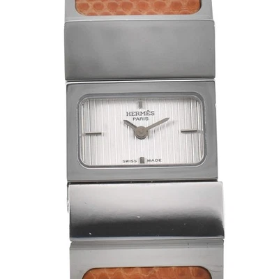 Reloj de cuarzo para dama con papel HERMES Rockelizard L01.210 esfera plateada J#142726 Foto 1 de 4