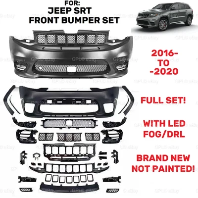 Front Bumper Grille Kit w/ Running Lights For 2014-2021 Jeep Grand Cherokee SRT8 - Image 1 of 2