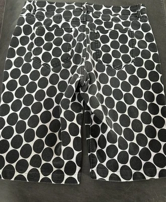 Pantalones Cortos HUE Mujer Denim Boyfriend Bermudas Negros Lunares Medianos Elásticos Medianos Foto 1 de 4