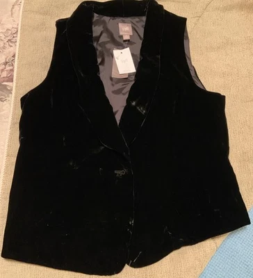 J Jill стеганый жилет женщин маленький черный кнопка спереди легкий без рукавов с подкладкой - Изображение 1 из 4