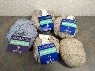 vintage 100% SILK YARN LOT pingouin gray blue double knitting made in France - Image 1 of 4