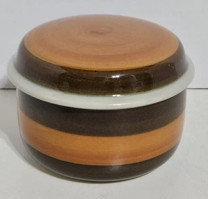 Rorstrand Annika Beige/Brown/Orange Stoneware Sugar Bowl/Lid Mid-Century S555 - Picture 1 of 12