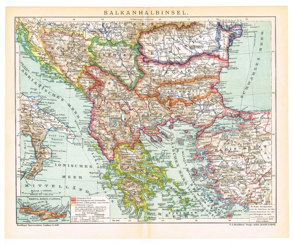 Ottoman Empire Turkey SERBIA BULGARIA 1906  Original Map Dalmatia Bosnia Romania - Image 1 of 4