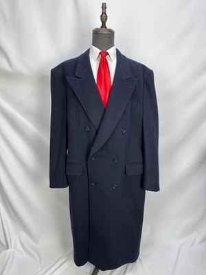 Vintage Mens Double Breasted Classic navy blue pure wool suit Overcoat 48L 50L - Image 1 of 4
