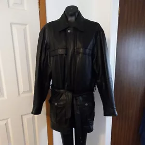 Wilsons Herren Echtleder schwarze Jacke Thinsulate M gürtelt - Bild 1 von 9