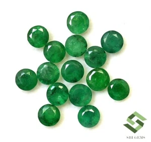 3.75 mm Natural Emerald Round Cut Lot 15 Pcs 3.27 CTS Untreated Loose Gemstones - Picture 1 of 6