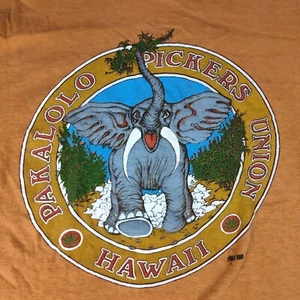 RARE VINTAGE 70s HAWAII PAKALOLO  Pickers POT WEED ELEPHANT T- SHIRT Women's USA - Picture 1 of 15