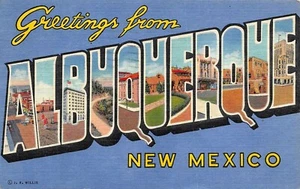 #G1759 ALBUQUERQUE, N.M. POSTAL DE LINO CARTA GRANDE, - Imagen 1 de 2