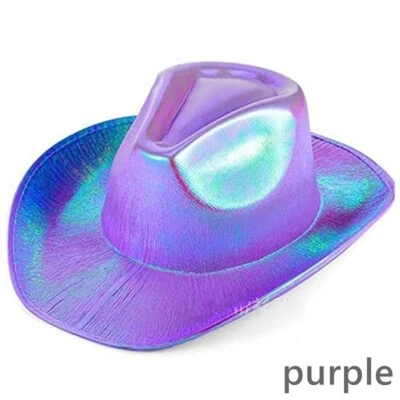 Unisex Hombres Dama Western Sombrero de Vaquero Gorra Láser Carnaval Fiesta Club Vacaciones Foto 1 de 4