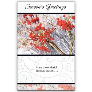 Pleasant NEW YEAR'S Card, Best Wishes Winter Holly Berries by Bella Greetings +✉ - Picture 1 of 4