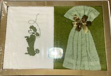 Vintage Jay Franco NOS 3 Piece Green Towel Set Ensemble NIP Poodle Dog