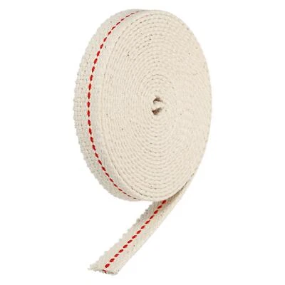 Algodón Aceite Lámpara Mecha 12mm Plano Ancho 3 Metros con Roja Puntada - Imagen 1 de 4