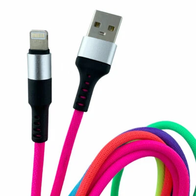 10ft Braided Rainbow 8Pin Micro Type-C 3.1 Charging Data Sync Cable Charger - Image 1 of 4