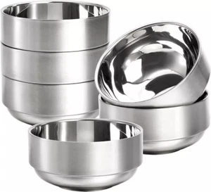 6 Pack 18/8 Stainless Steel Bowls Double Walled Insulated Soup Bowls 12 Oz - Picture 1 of 7