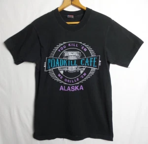 Roadkill Cafe Alaska Men's Medium Black T-Shirt Short Sleeve - Fruit of the Loom - Picture 1 of 7