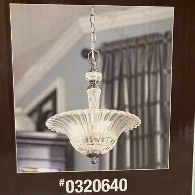 Allen Roth COLFAX 3-Light Pendant Polished Pewter Crytal Glass Shade Lighting - Image 1 of 4