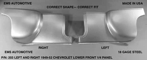 Chevrolet 1949, 1950, 1951, 1952 panel inferior trasero 1/4 Chevy #203 juego izquierdo derecho - Imagen 1 de 1
