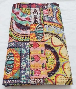 Colcha Kantha vintage retazos india hecha a mano edredón manta de algodón - Imagen 1 de 2