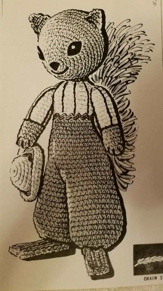 5189 vintage SQUIRREL DOLL PATTERN TO CROCHET (reproduction) 12 inches - Image 1 of 1
