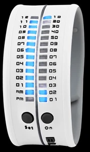BLOX Timestrap Uhr weiss unisex Armbanduhr Binäruhr UVP89€ LED Anzeige BX15002 - Picture 1 of 3