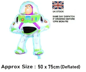 Disney Buzz Lightyear Shaped 50x75cm Foil Balloon Kids Birthday Party - Picture 1 of 1