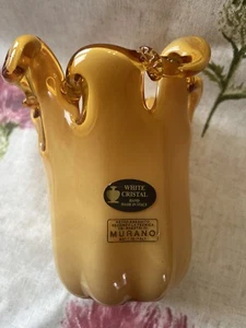 Murano White Cristal Vase, Amber - Picture 1 of 6