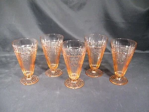 Anchor Hocking Mayfair "Open Rose" Pink Iced Tea Glasses 6 5/8" tall Set of 5 - Picture 1 of 12