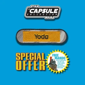 FREE MANDO OFFER!! Vintage Kenner STAR WARS Yoda name Capsule 4" iron-on patch - Afbeelding 1 van 8