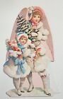 Vtg 1989 Stand Up Cardboard Die Cut Victorian Girls Christmas Card Table Decor