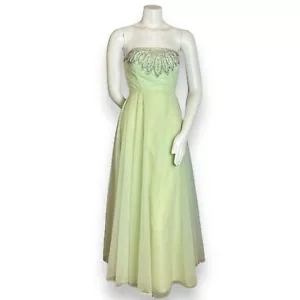 Vintage 50s Formal Dress Prom Strapless Pale Green Elegant Hollywood Glamorous - Picture 1 of 13