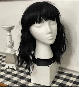 Cosplay Wig Halloween Shoulder Length Dark Brown -Black Silky Beachy Waves Wig. - Picture 1 of 13