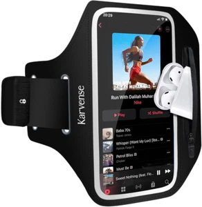 Brazalete porta celular para correr, réglable, noir, avec bolillo - Photo 1 sur 12