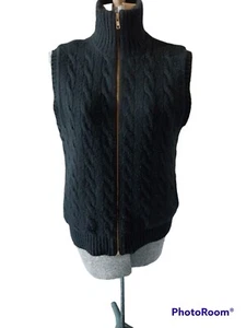 Ralph Lauren Black Label Size XL Cable Knit Cashmere Lined Full Zip Mock Vest - Picture 1 of 6