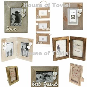Wooden Wood Photo Frame Single Double with Friend Live Laugh Love Selection 6x4 - Picture 1 of 10