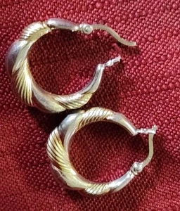 Vintage Sterling Silver .925 Hoop Earrings  - Picture 1 of 5