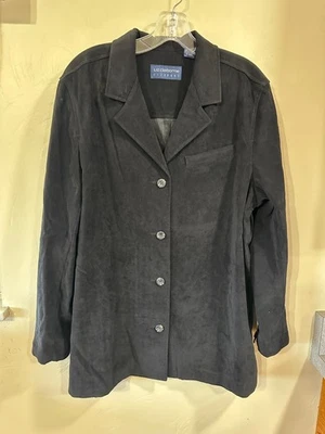 Liz Claiborne LizSport Large Black Blazer Shacket Velvet EUC Faux Suede - Image 1 of 4