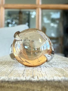 Vintage moderner Ring Sterlingsilber pfirsichgelber Stein Größe 8,25 - Bild 1 von 7