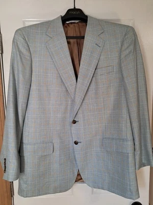 CHAQUETA BLAZER A CUADROS AZUL CACHEMIR PIANA BEN PLATEADA AQUASCUTUM ABRIGO DEPORTIVO 44R Foto 1 de 4