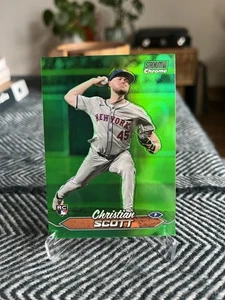 Christian Scott RC Green Foil Refractor 2024 Topps Stadium Club Chrome #192 Mets - Picture 1 of 2