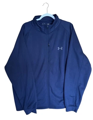 安德玛男式 2XL 海军蓝宽松版型全拉链夹克 Coldgear 性能 — 第 1/4 张图片