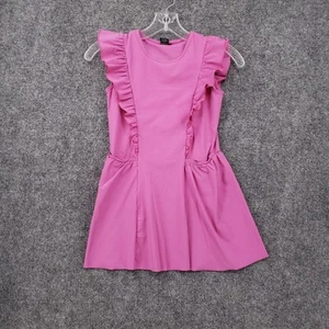 Greyson Dress Girls 6 Youth Pink Venus Ruffle Mini Fit Flare Pockets Stretch - Picture 1 of 10