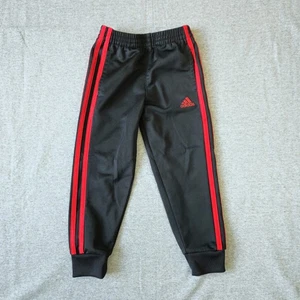 Adidas Black And Red Stripe Stretch Jogger Pants Size 4 Boys - Picture 1 of 4