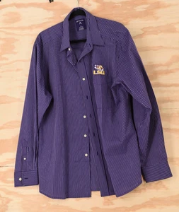 LSU Tigers bestickt Tigerauge Streifen L/S Button Down Hemd Herren XL - Antigua - Bild 1 von 10